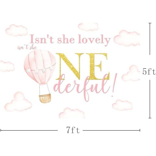 Pastelovo ružová narodeninová kulisa s oblakmi a balónmi