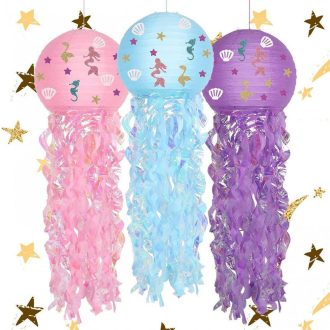   Svjetlucavi Set Papirnatih Lampiona More 3kom - Ružičasta, Plava, Ljubičasta