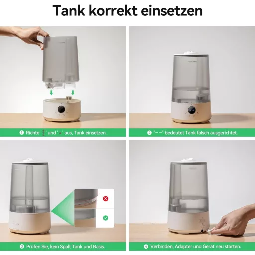 Homvana 3.6L hordozható párásító 360° hideg pára 34 órás működés csendes szürke