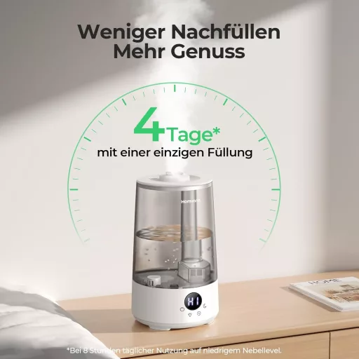 Umidificator portabil Homvana 3,6L, ceață rece la 360°, autonomie 34 ore, silențios, gri