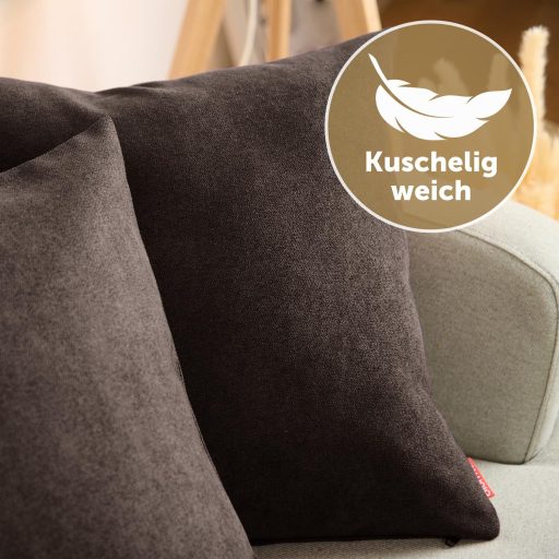 Blumtal Chenille Párnahuzat 60x60 cm 2 db Sötétbarna Rejtett Zippes