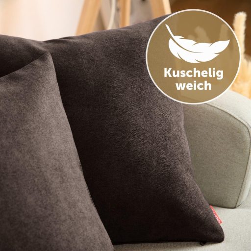 Blumtal Chenille Párnahuzat 60x60 cm 2 db Sötétbarna Rejtett Zippes