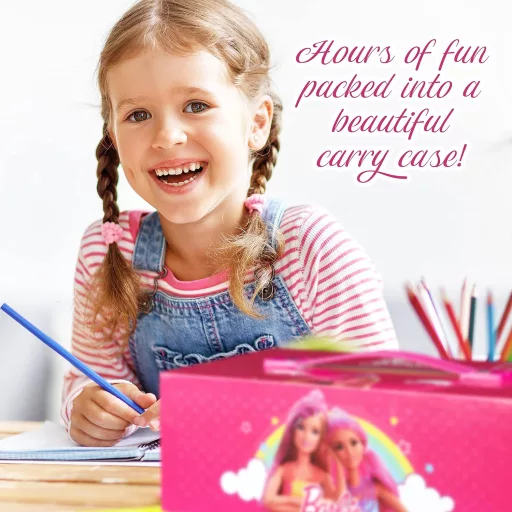 Set de pictură Barbie cu creioane, carioci, acuarele și crete cerate