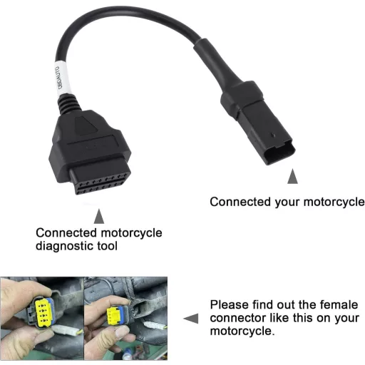 Nicoone OBD2 Diagnostický Kábel Adaptér pre motocykle Ducati Monster, Multistrada, Diavel, Panigale - 4-pinový konektor