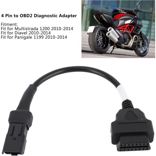 Cablu Adaptor Diagnostic OBD2 Nicoone pentru Ducati Monster, Multistrada, Diavel, Panigale - Conector cu 4 Pini