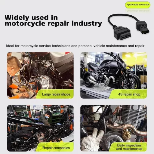 Cablu Adaptor Diagnostic OBD2 Nicoone pentru Ducati Monster, Multistrada, Diavel, Panigale - Conector cu 4 Pini