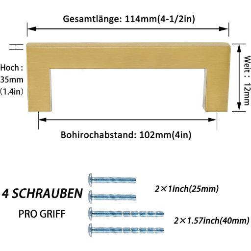 Arany Szekrényfogantyúk, Modern, Rozsdamentes Acél, 2 db - Open Box