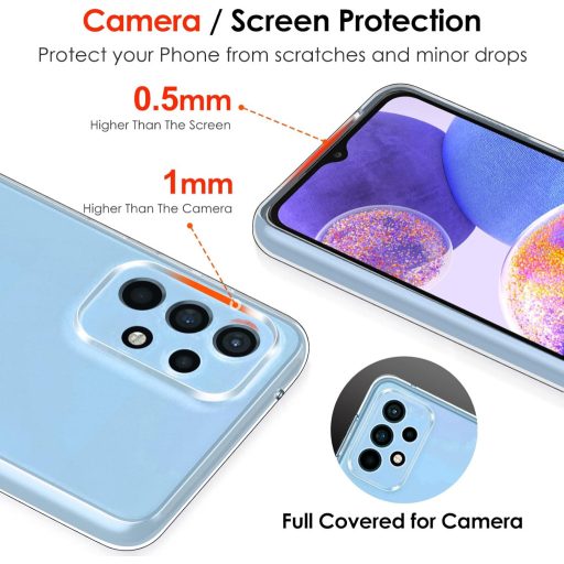 Husă Transparentă TPU Silicon ivoler pentru Samsung Galaxy A23 5G - Carcasă de Protecție Antișoc cu 3 Folii de Sticlă Securizată, Rezistentă la Zgârieturi