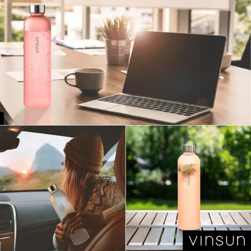 VINSUN Kulacs 650ml - Szivárgásmentes BPA-mentes Tritan Műanyag Ivópalack Szénsavas Italokhoz - Könnyű Sportpalack Túrázáshoz, Biciklizéshez