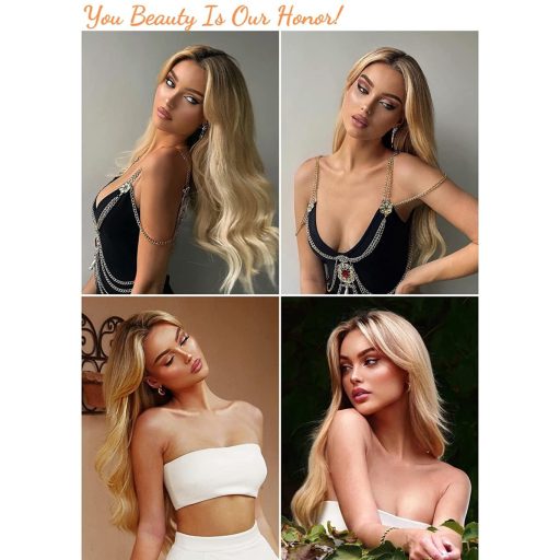 Honygebia dlhá blond parochňa s cestičkou v strede – dámska ombre parochňa