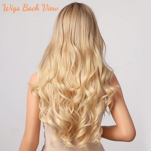 Honygebia hosszú szőke paróka középválasztással - ombre haj női parókához