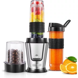   HOUSNAT 500W Smoothie Maker Kávéőrlő Blender 2 Sportpalackkal BPA-mentes