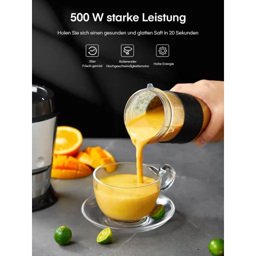 HOUSNAT 500W Smoothie Maker Kávéőrlő Blender 2 Sportpalackkal BPA-mentes