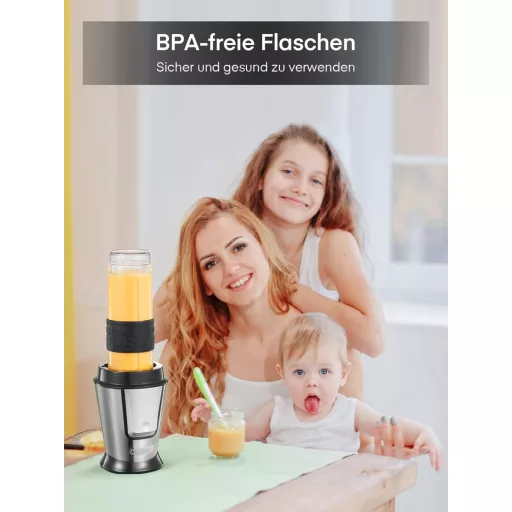 HOUSNAT 500W Smoothie Maker Kávéőrlő Blender 2 Sportpalackkal BPA-mentes