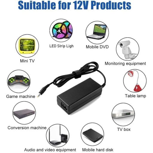 BIUBOTY 60W 12V AC/DC adapter LED szalaghoz, monitorhoz, DVD-hez, TV-hez