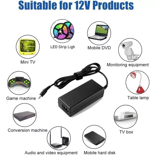 BIUBOTY 60W 12V AC/DC adapter LED szalaghoz, monitorhoz, DVD-hez, TV-hez