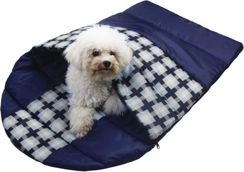 Sac de dormit impermeabil albastru Wivmypog pentru câini de talie mică - Ideal pentru camping și călătorii.