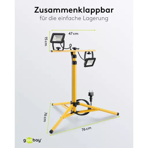 Goobay LED Munkalámpa Teleszkópos Állvánnyal 2x20W 3400lm Semleges Fehér
