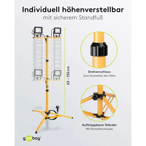Goobay LED Munkalámpa Teleszkópos Állvánnyal 2x20W 3400lm Semleges Fehér