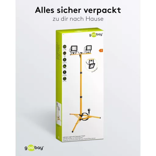 Goobay LED Munkalámpa Teleszkópos Állvánnyal 2x20W 3400lm Semleges Fehér
