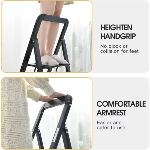 KINGRACK 2 lépcsős alumínium összecsukható létra korláttal 150 kg terhelhetőség