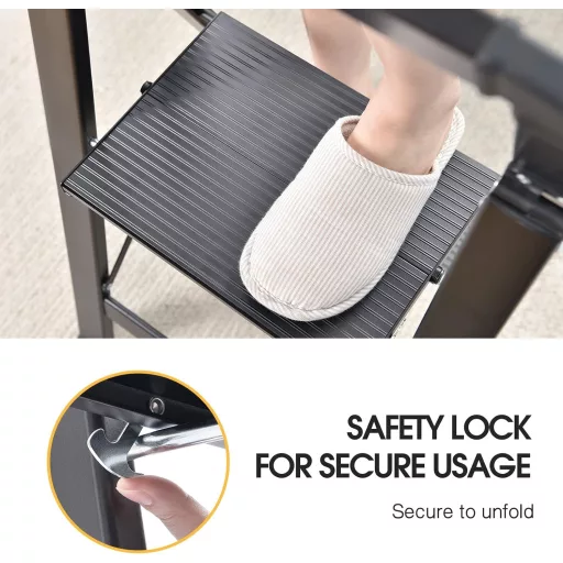 KINGRACK 2 lépcsős alumínium összecsukható létra korláttal 150 kg terhelhetőség