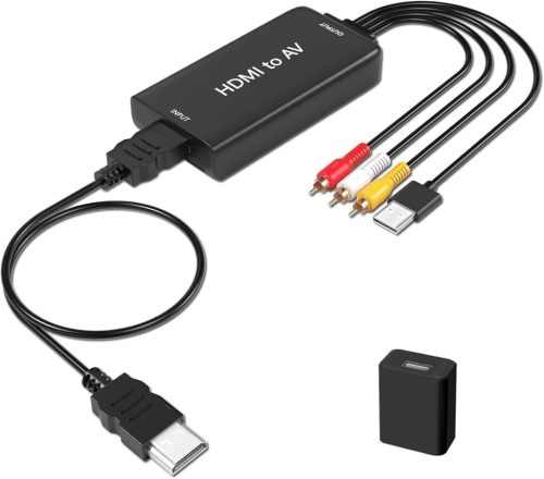 Convertor AMANKA HDMI-RCA AV cu cablu - Convertor video-audio 1080P pentru dispozitive TV/DVD/PS2/PS3/Wii, cu suport PAL/NTSC