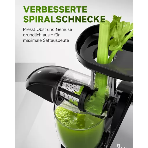 AMZCHEF Prémium Gyümölcs- és Zöldségprés 150W - Csendes Motoros Lassú Gyümölcsfacsaró Visszaforgató Funkcióval, Ezüst
