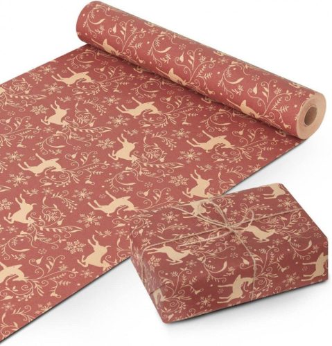 Hârtie de împachetat cadouri de Crăciun, ecologică, cu model, Kraft & Co.