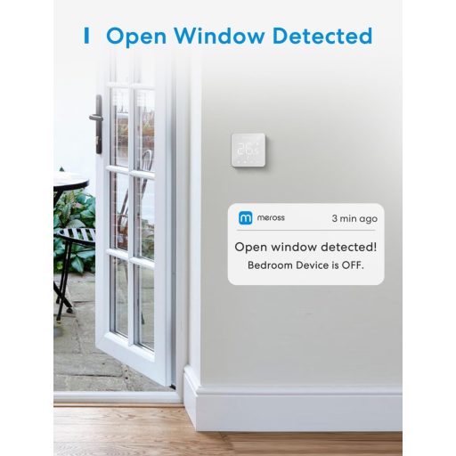 meross Okos Padlófűtés Termosztát - WiFi, HomeKit, Alexa és Google Kompatibilis, Érintőképernyős, Távirányítható, Programozható, LED Kijelző