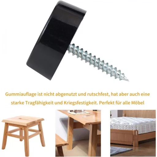 4 darabos műanyag bútorcsúszka készlet, szőnyeges csavarokkal, kerek gumi lábak