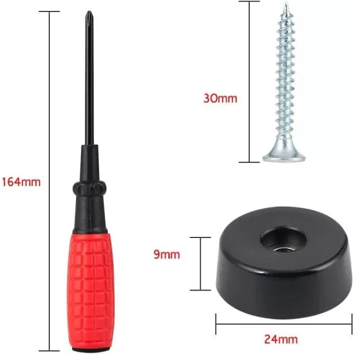 4 darabos műanyag bútorcsúszka készlet, szőnyeges csavarokkal, kerek gumi lábak