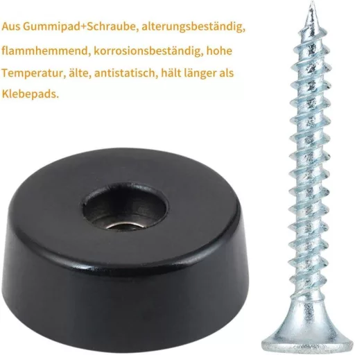 4 darabos műanyag bútorcsúszka készlet, szőnyeges csavarokkal, kerek gumi lábak