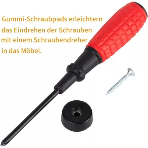 4 darabos műanyag bútorcsúszka készlet, szőnyeges csavarokkal, kerek gumi lábak