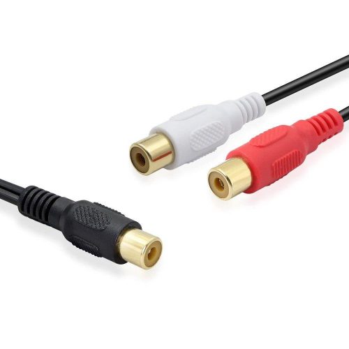 Zlatý RCA Y-rozdvojka kábel pre subwoofer, stereo zvuk