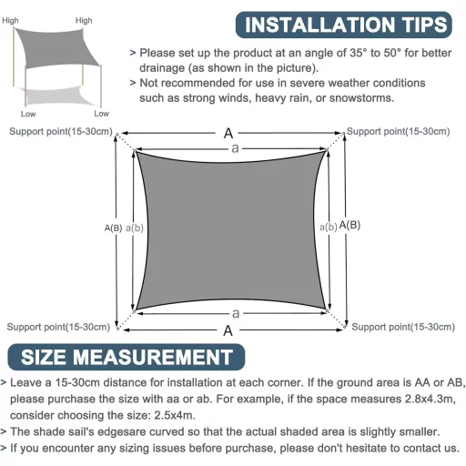 COOL AREA Slnečná plachta 4x6m - Vodoodolná, krémovo biela Tieniaca Plachta s 95% UV Ochranou - Záhradná, Balkónová a Terasová Slnečná clona z PES Materiálu