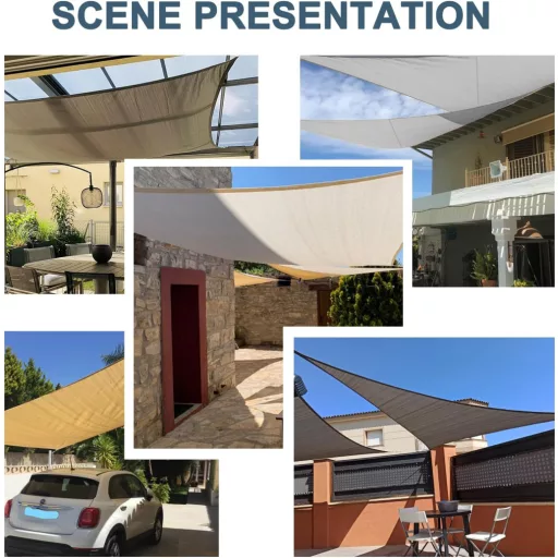 COOL AREA Napvitorla 4x6m - Vízálló, Krémfehér Árnyékoló Ponyva 95% UV Védelemmel - Kerti, Erkély és Terasz Napellenző PES Anyagból