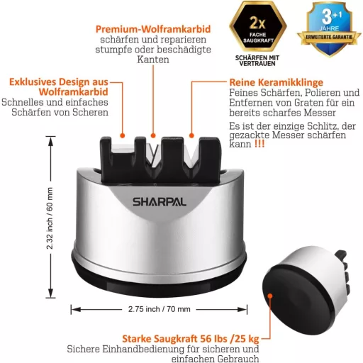 SHARPAL 191H 3-stupňový manuálny brúsič nožov, profesionálna brúska s prísavkou