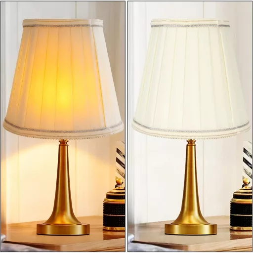 Set 6 abajururi pentru lampă de masă Tissting, E14, material textil, bej