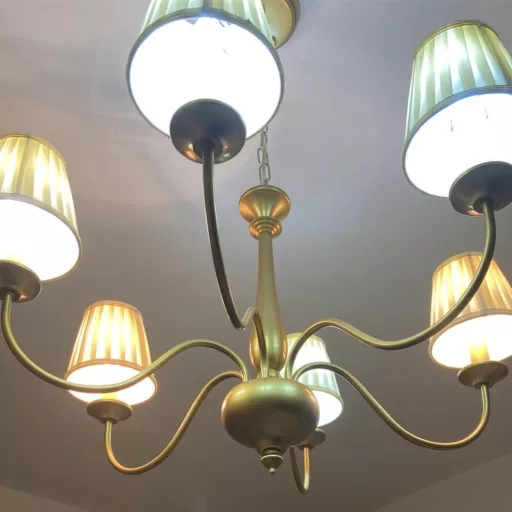 Set 6 abajururi pentru lampă de masă Tissting, E14, material textil, bej