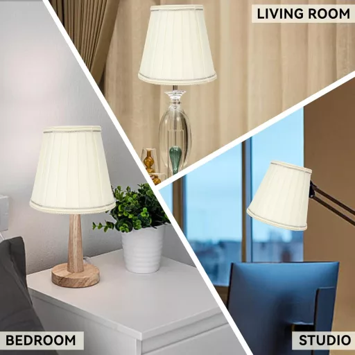 Set 6 abajururi pentru lampă de masă Tissting, E14, material textil, bej