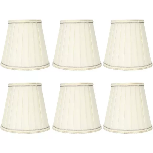 Set 6 abajururi pentru lampă de masă Tissting, E14, material textil, bej