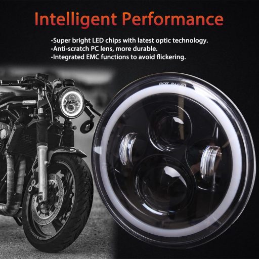 JMTBNO 7 Hüvelykes Motoros LED Fényszóró Kerek DRL Sárga Irányjelzővel Harley Jeep Kompatibilis