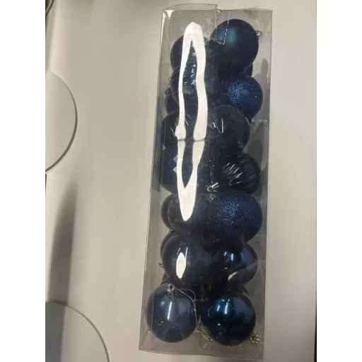 Set de decorațiuni de Crăciun BLAZOR, albastre, din plastic - 36 bucăți globuri incasabile, 6 cm, albastru închis, finisaj lucios și mat, decorațiuni pentru brad.