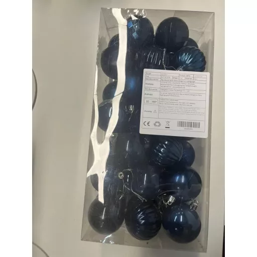 Set de decorațiuni de Crăciun BLAZOR, albastre, din plastic - 36 bucăți globuri incasabile, 6 cm, albastru închis, finisaj lucios și mat, decorațiuni pentru brad.