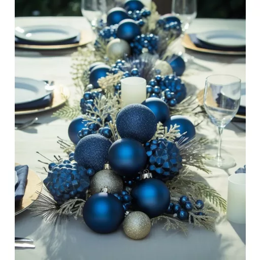 Set de decorațiuni de Crăciun BLAZOR, albastre, din plastic - 36 bucăți globuri incasabile, 6 cm, albastru închis, finisaj lucios și mat, decorațiuni pentru brad.