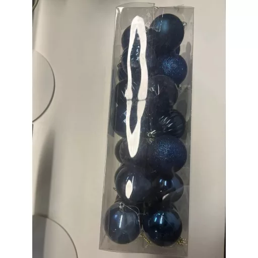 Set de decorațiuni de Crăciun BLAZOR, albastre, din plastic - 36 bucăți globuri incasabile, 6 cm, albastru închis, finisaj lucios și mat, decorațiuni pentru brad.