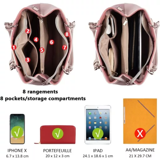 CRAZYCHIC női táska többszínű PU bőr válltáska sok rekesszel