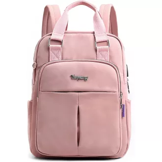   FORRICA Női Hátizsák USB Töltőporttal Vízálló Iskolai Nylon Daypack Rózsaszín