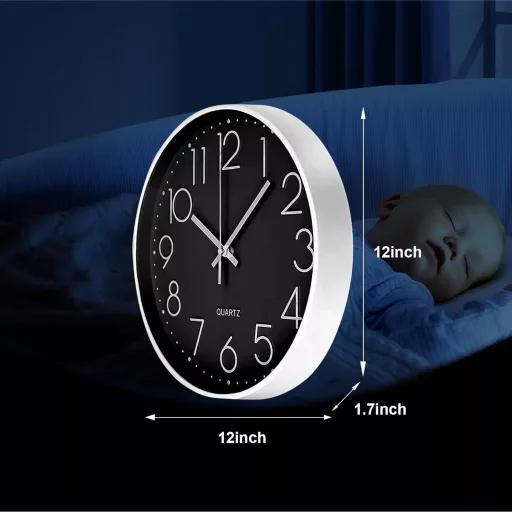 Chedin 30 cm Csendes Falióra Modern Kvarckvarc Fekete-Fehér Gyerekeknek